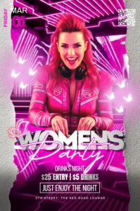 Women’s Pink Party Poster Plakat template
