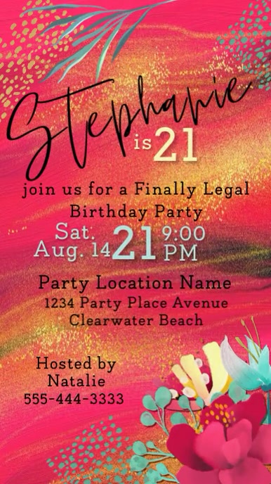 Women's 21st Birthday Party Invitation Instagram Story template