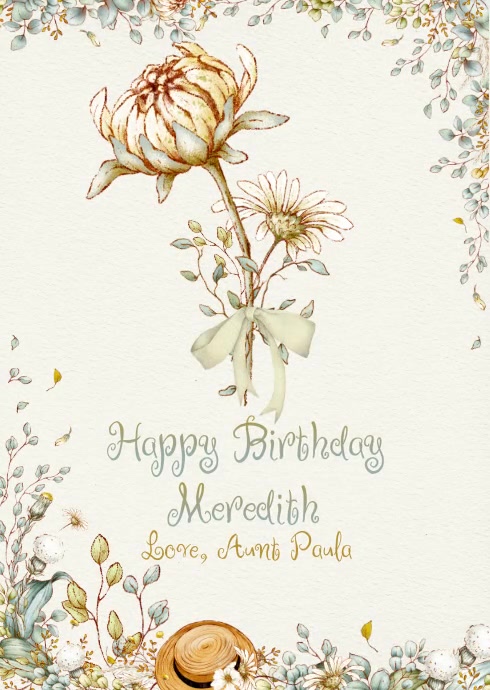 Women's Birthday Card A6 template