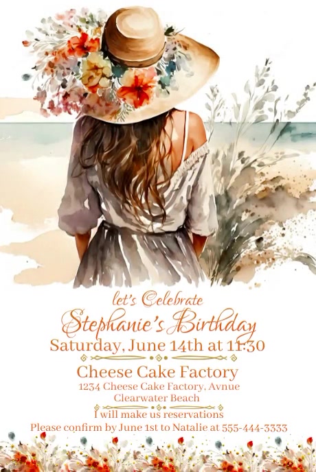 Women's Birthday Party Invitation Pinterest Graphic template