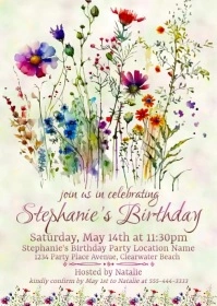Women's Birthday Party Invitation A6 template