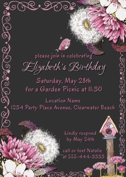 Women's Birthday Party Invitation Template A6