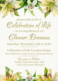 Women's Celebration of Life Invitation A6 template