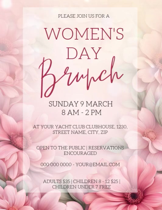 women's day brunch event ad design template Ulotka (US Letter)