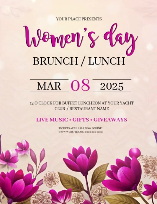 women's day brunch event ad design template Ulotka (US Letter)