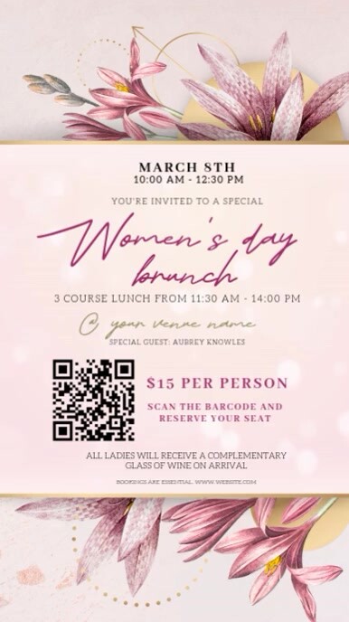 women's day brunch event ad design template Instagram Story