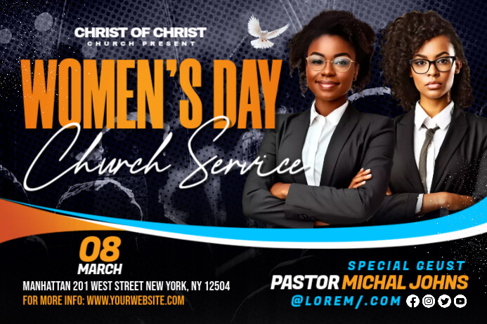 Women's Day Church Service banner design Template | PosterMyWall