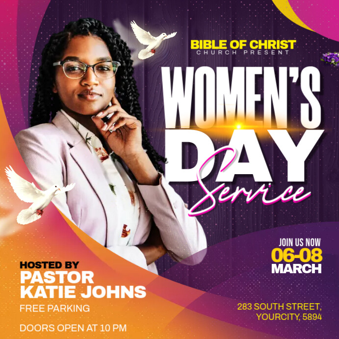 Women's Day Church Service design Template | PosterMyWall