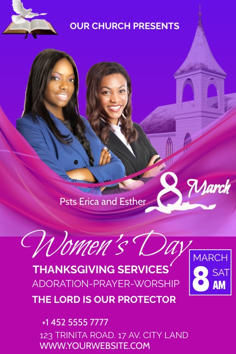 women's day church service flyer templte Template | PosterMyWall
