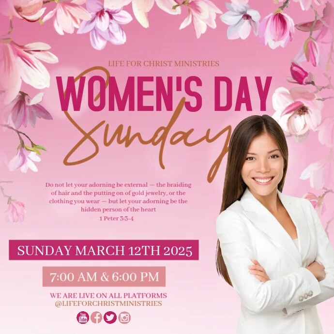 women's day church sunday service sermon template Square (1:1)