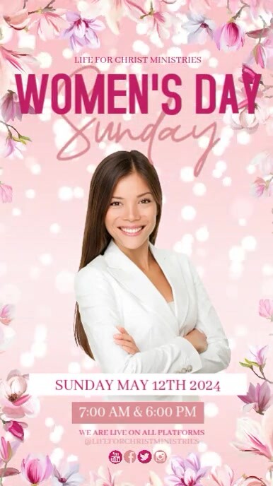 Women's day church sunday service sermon template Instagram Story
