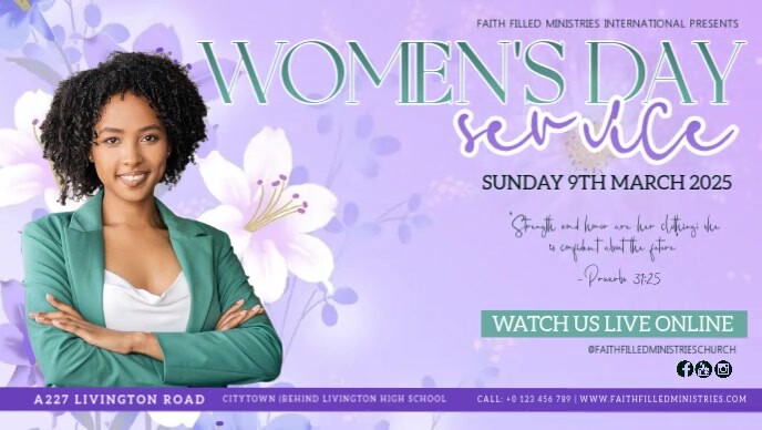 women's day church sunday service sermon template YouTube Thumbnail