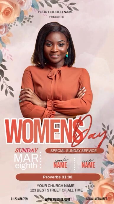 Women's day church sunday service sermon template Instagram Story