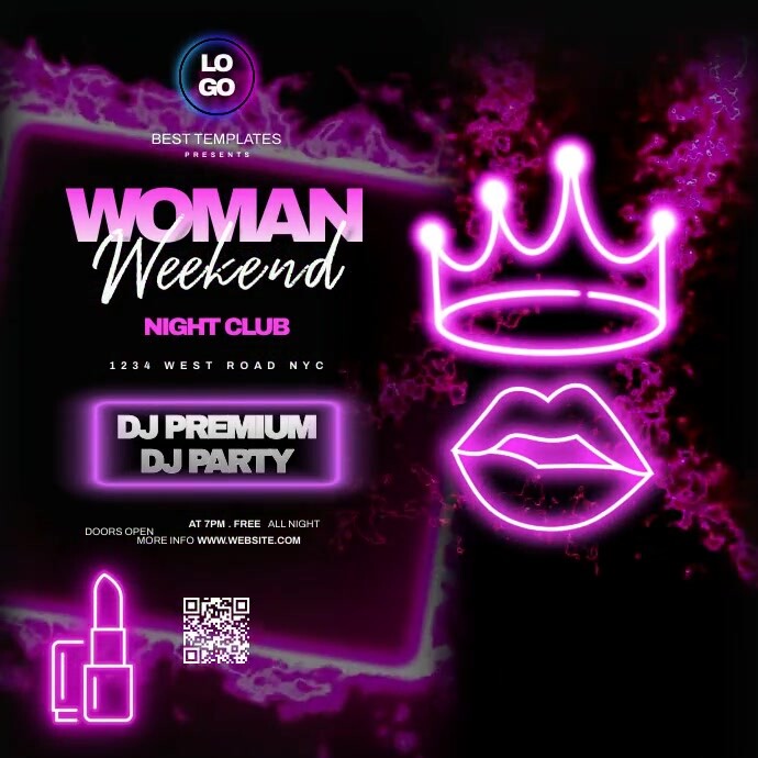 women's day party night Square (1:1) template