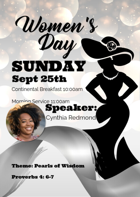 Women's Day Pearl Invite A6 template