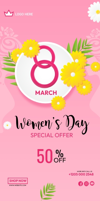 Women's Day Sale ad Roll Up Banner 3' × 6' template