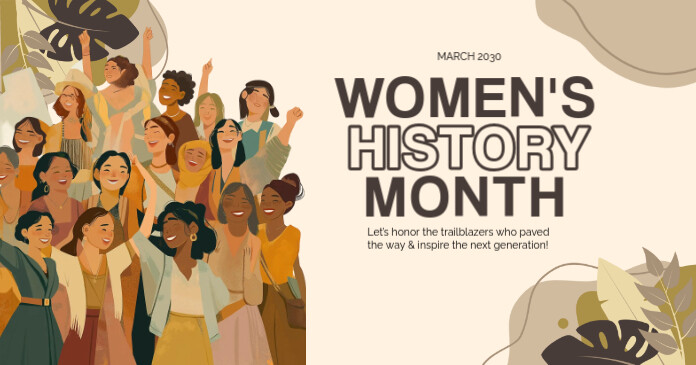 Women's History Month Facebook Poster Obraz udostępniany na Facebooku template