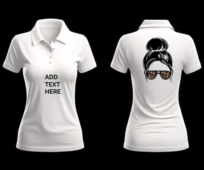 Women's polo with collar and buttons mockup Duży prostokąt template