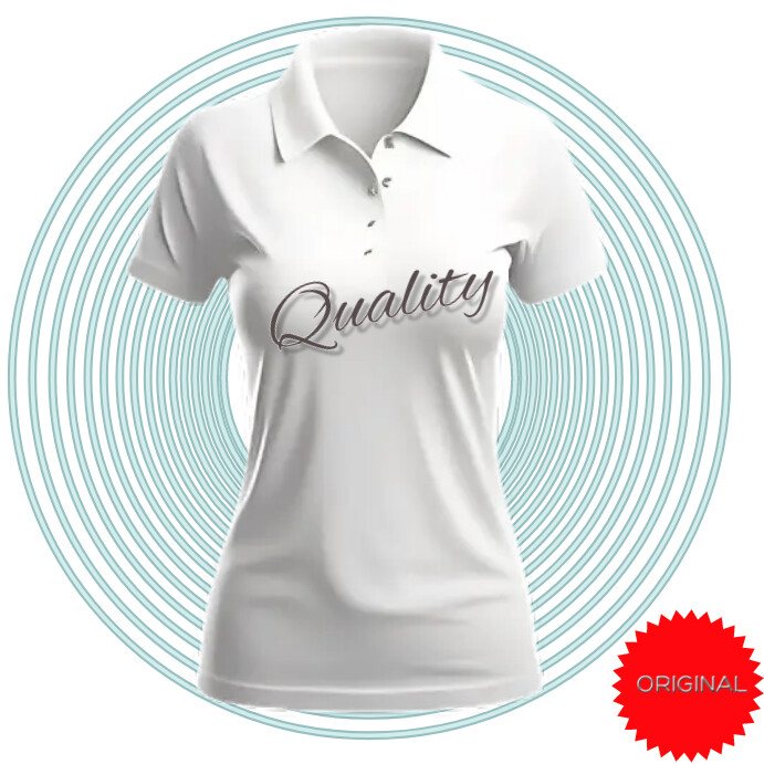 Women's polo with collar and buttons mockup Kwadrat (1:1) template