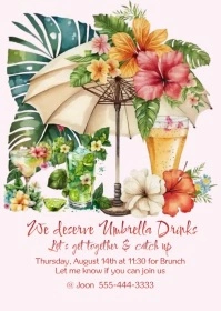 Women's Summer Gettogether House Party A6 template