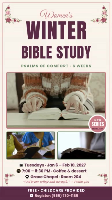 Bible Study Color Women's Winter Bible Study Psalms Template | PosterMyWall