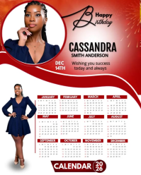 Women Birthday Calendar Design Instagram Portrait template