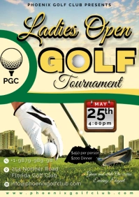 Women Ladies Golf Sports Club flyer poster A5 template