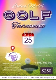 Women Ladies Golf Sports Club flyer poster A5 template