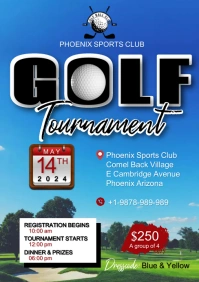 Women Ladies Golf Sports Club flyer poster A5 template