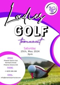 Women Ladies Golf Sports Club flyer poster A5 template