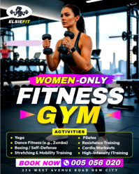 Women only ladies womens Gym women's fitness club advertisement online poster flyer template Instagr Instagram Portrait