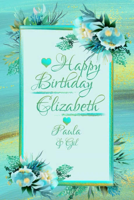 Women or Girl's Birthday Greeting Card Pinterest Graphic template
