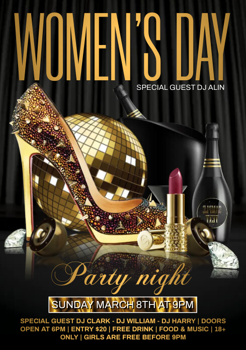 womens day party event A4 template