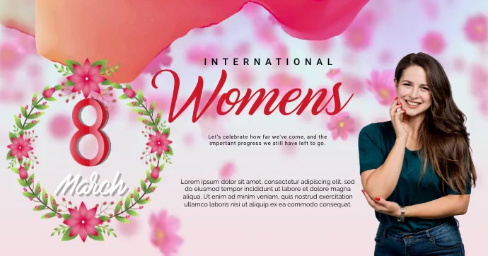 Womens Day Video Banner Gedeelde afbeelding op Facebook template