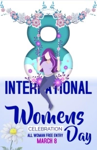 Womens day video flyer Tabloid template