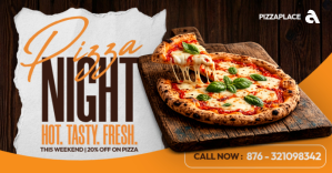 Wood & Orange Pizza Restaurant Facebook Ad Template - Wood & Orange Style