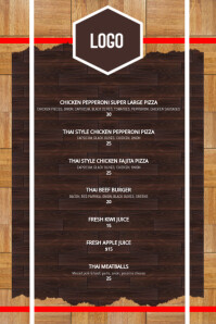 Wooden restaurant menu Poster template