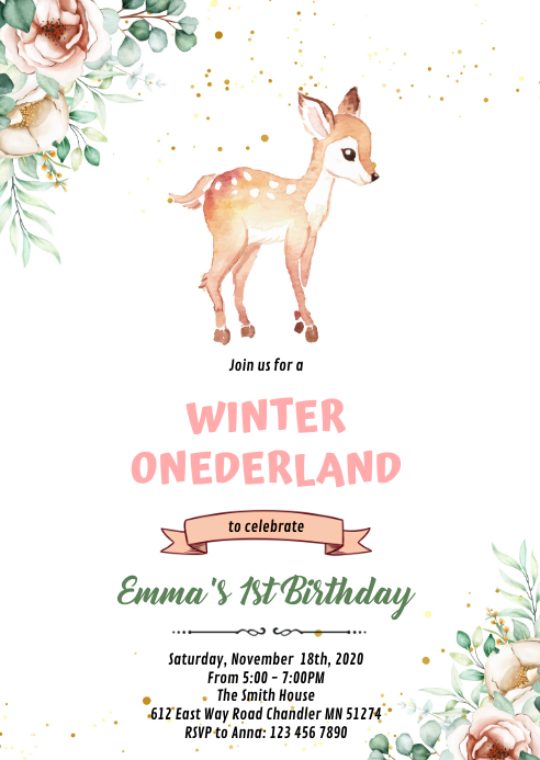 Wald Hirsch Geburtstag Thema Einladung Vorlage Postermywall