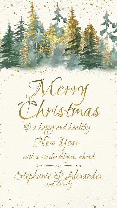Woodlands & Glitter Watercolor  Christmas Card Instagram Story template