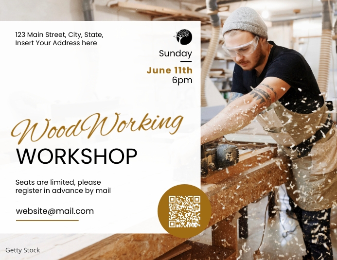 woodworking workshop horizontal flyer templat Рекламная листовка (US Letter) template