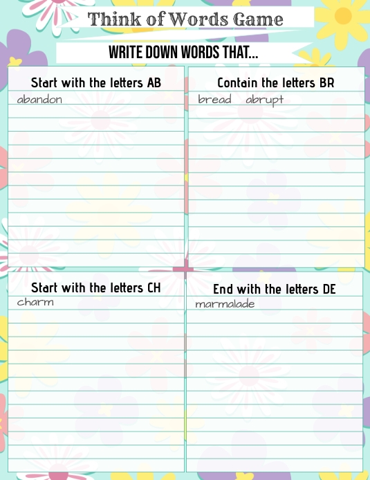 word games template | PosterMyWall