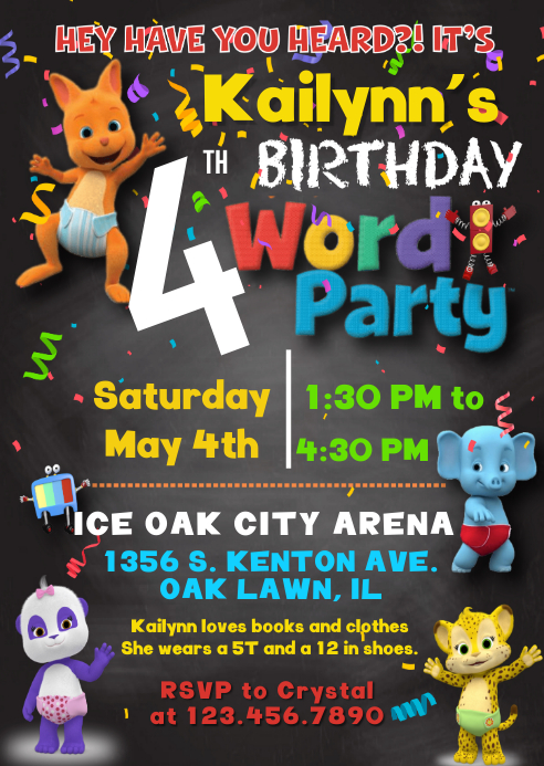 Word Party Birthday Invitation Template Postermywall