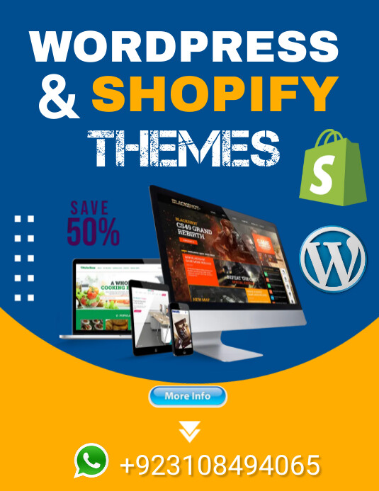 WordPress and shopping themes services Template PosterMyWall