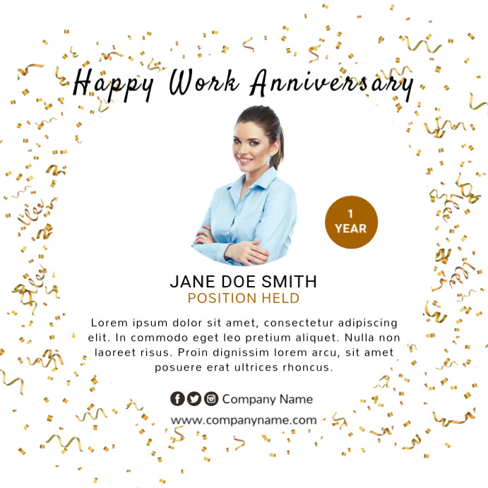 Work Anniversary Publicación de Instagram template