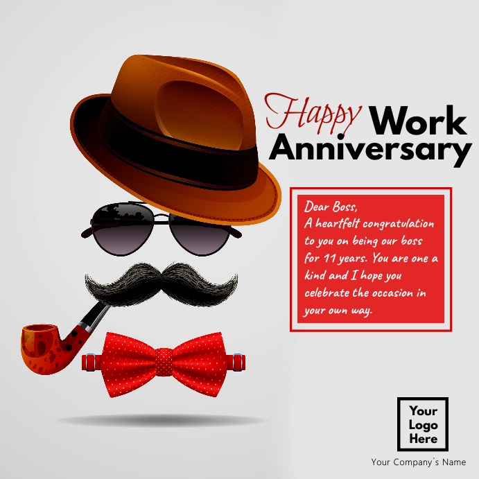 Work Anniversary Wishes for a  Boss Instagram Post template