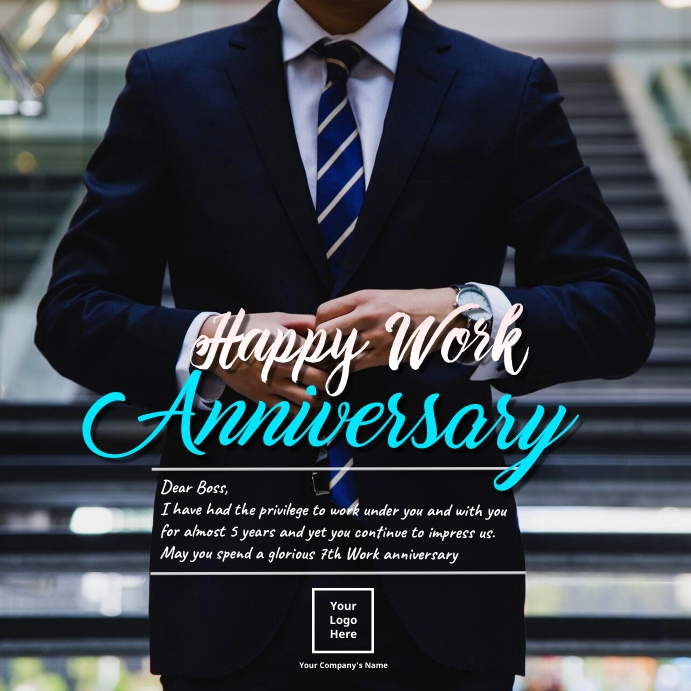 Work Anniversary Wishes to a Boss Instagram Post template