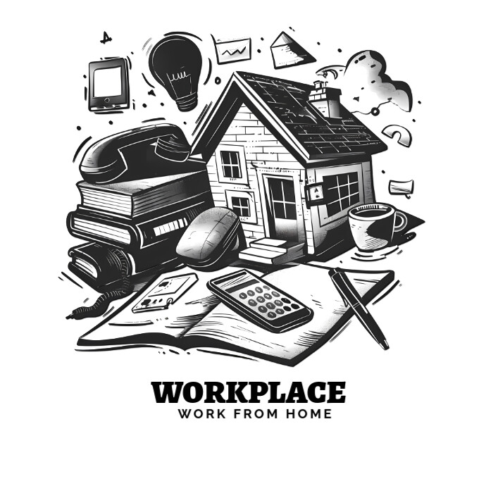 Work from home illustration logo Logótipo template