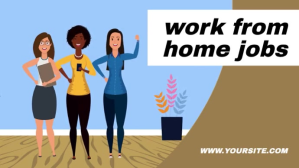 蓝色 Remote Work Opportunities YouTube Thumbnail Template