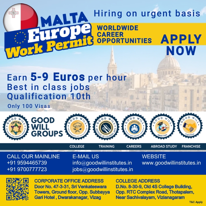 WORK IN MALTA Instagram Post template