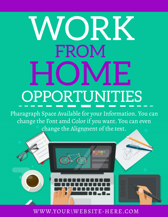 Copy of WORK online FROM HOME flyer template PosterMyWall
